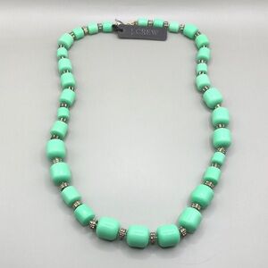 J.crew pastel green lucite bead with rhinestone stations pop of color necklace